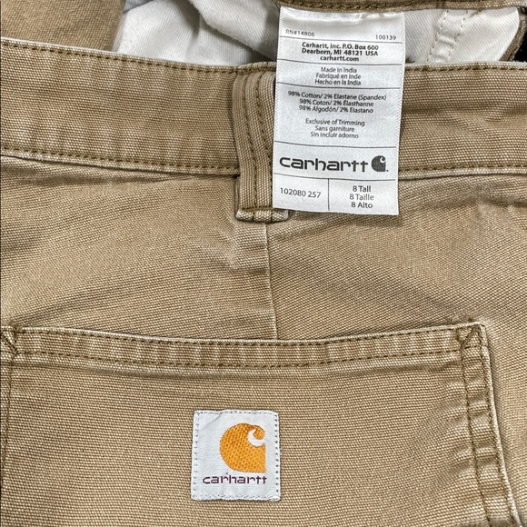Women’s Carhartt Tan Lightweight Original Fit Cargo Work Pants Size 8Tall - Picture 13 of 16